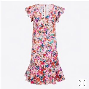 JCrew printed ruffle dress! Super chic and fun!